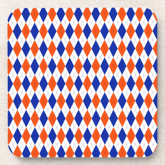 Oranje en blauwe diamanten argyle bier onderzetter (Voorkant)