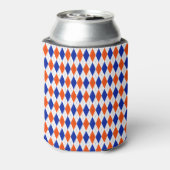 Oranje en blauwe diamanten argyle blikjeskoeler (Blikje Achterkant)