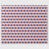 Oranje en blauwe diamanten argyle cadeaupapier (Vlak)