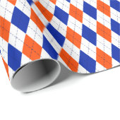 Oranje en blauwe diamanten argyle cadeaupapier (Rol Hoek)
