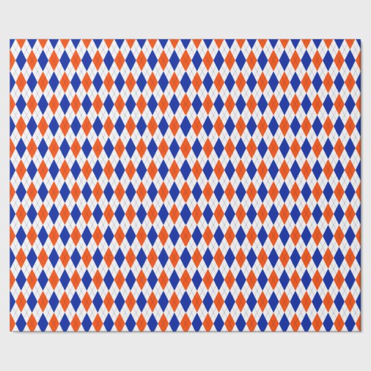 Oranje en blauwe diamanten argyle cadeaupapier (Zoom)