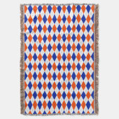 Oranje en blauwe diamanten argyle deken (Voorkant Verticaal)