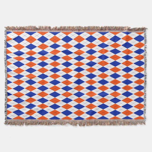 Oranje en blauwe diamanten argyle deken (Voorkant)