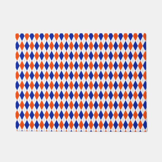 Oranje en blauwe diamanten argyle deurmat (Voorkant)