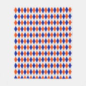 Oranje en blauwe diamanten argyle fleece deken (Voorkant)