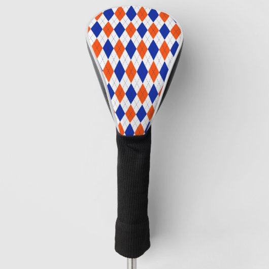 Oranje en blauwe diamanten argyle golfheadcover (Voorkant)