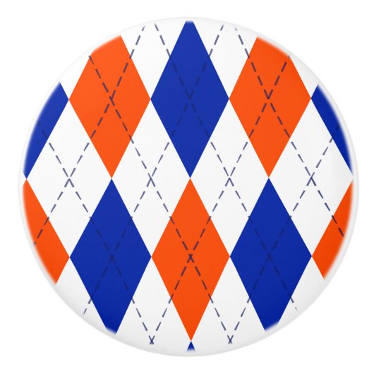 Oranje en blauwe diamanten argyle keramische knop (Voorkant)