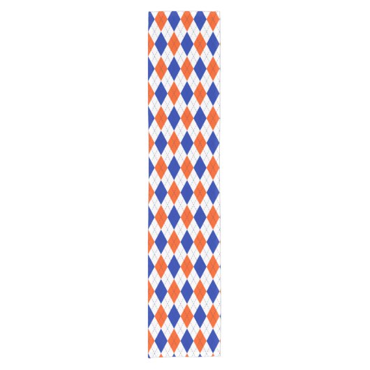 Oranje en blauwe diamanten argyle korte tafelloper (Voorkant)