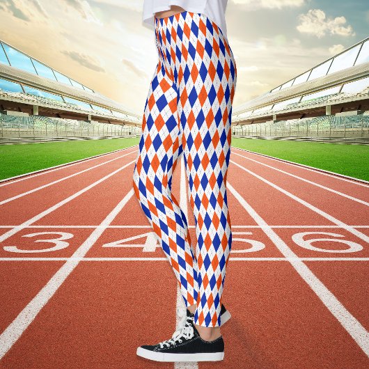 Oranje en blauwe diamanten argyle leggings