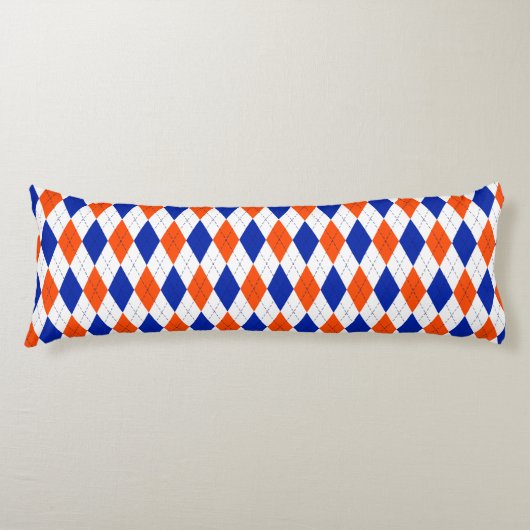 Oranje en blauwe diamanten argyle lichaamskussen (Voorkant)