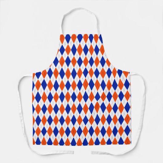 Oranje en blauwe diamanten argyle schort (Voorkant)