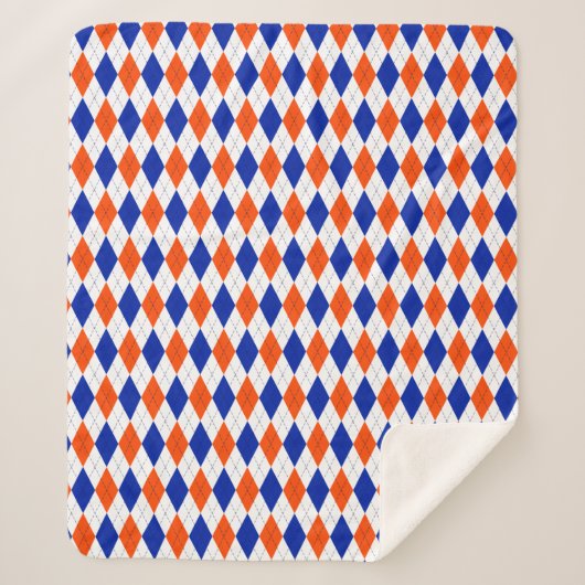 Oranje en blauwe diamanten argyle sherpa deken (Voorkant)