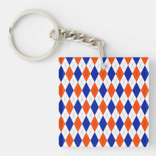 Oranje en blauwe diamanten argyle sleutelhanger