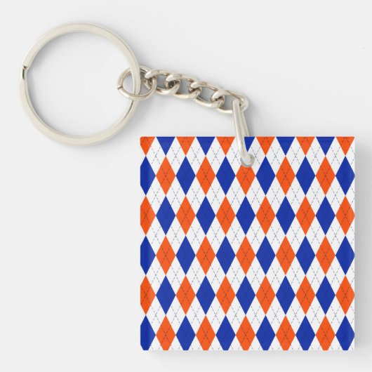 Oranje en blauwe diamanten argyle sleutelhanger (Voorkant)