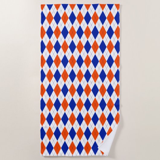 Oranje en blauwe diamanten argyle strandlaken (Voorkant)