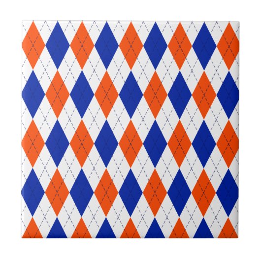 Oranje en blauwe diamanten argyle tegeltje (Voorkant)
