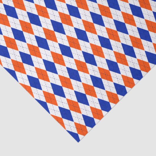 Oranje en blauwe diamanten argyle tissuepapier (Detail)