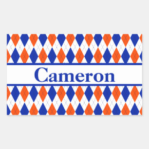 Oranje en Blauwe Diamond Argyle Naam Sticker