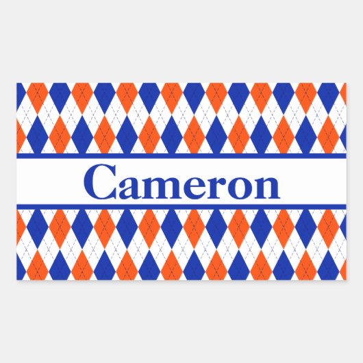 Oranje en Blauwe Diamond Argyle Naam Sticker (Voorkant)