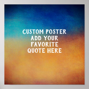 oranje en blauwe distressed voeg een citaat toe poster
