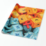 Oranje en blauwe Dreidels Cadeaupapier<br><div class="desc">Foto van kleurrijke oranje en blauwe droesels. Afbeelding van Adiel lo,  wikicommons.</div>