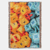 Oranje en blauwe Dreidels Deken (Voorkant Verticaal)