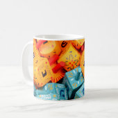 Oranje en blauwe Dreidels Koffiemok (Voorkant links)