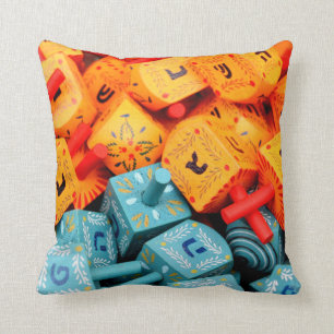 Oranje en blauwe Dreidels Kussen