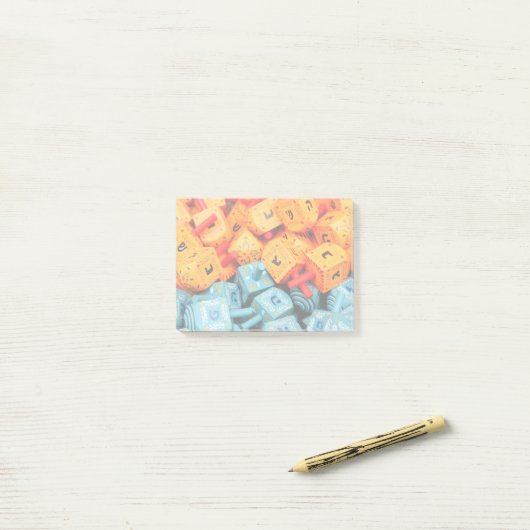 Oranje en blauwe Dreidels Post-it® Notes (Op bureau)