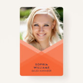 Oranje en blauwe gelaagde geometrische foto badge (Voorkant)