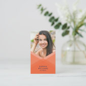 Oranje en blauwe gelaagde geometrische sociale med visitekaartje (Staand voorkant)