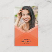 Oranje en blauwe gelaagde geometrische sociale med visitekaartje (Voorkant)