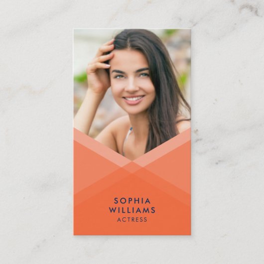 Oranje en blauwe gelaagde geometrische sociale med visitekaartje (Voorkant)