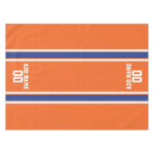 Oranje en blauwe gepersonaliseerde sport Jersey Tafelkleed (Voorkant (Horizontaal))