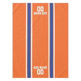 Oranje en blauwe gepersonaliseerde sport Jersey Tafelkleed