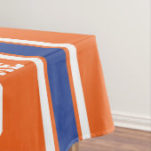 Oranje en blauwe gepersonaliseerde sport Jersey Tafelkleed (Voorbeeld)