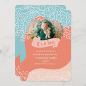 Oranje en blauwe golven Het is een Jongen Aankondi Aankondiging (Voorkant / Achterkant)