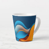Oranje en blauwe golven latte mok (Rechterhoek)