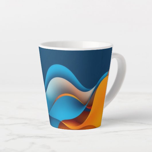 Oranje en blauwe golven latte mok (Rechterhoek)