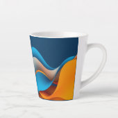 Oranje en blauwe golven latte mok (Rechts)