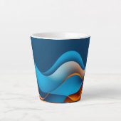 Oranje en blauwe golven latte mok (Voorkant)