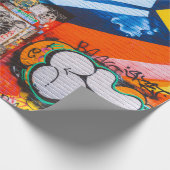 Oranje en blauwe graffiti cadeaupapier (Hoek)