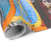 Oranje en blauwe graffiti cadeaupapier (Rol Hoek)