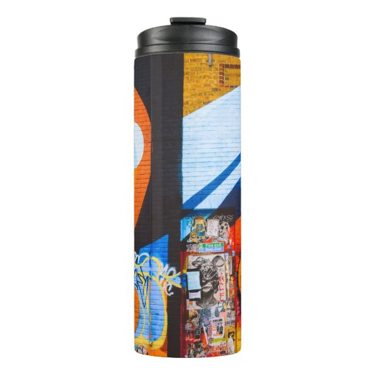Oranje en blauwe graffiti thermosbeker (Voorkant)
