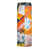 Oranje en blauwe graffiti thermosbeker (Achterkant)