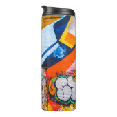 Oranje en blauwe graffiti thermosbeker (Geroteerd rechts)