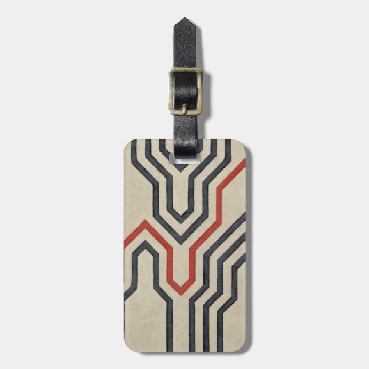 Oranje en blauwe grafische lijnen bagagelabel (Voorkant verticaal)