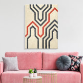 Oranje en blauwe grafische lijnen canvas afdruk (Insitu (Woonkamer))