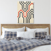 Oranje en blauwe grafische lijnen canvas afdruk (Insitu (Slaapkamer))