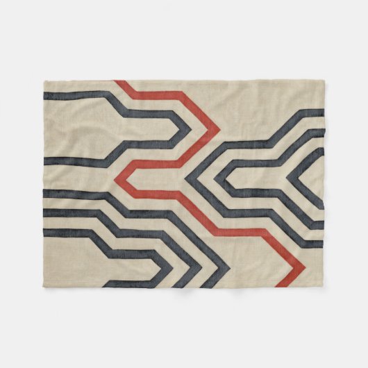 Oranje en blauwe grafische lijnen fleece deken (Voorkant (Horizontaal))